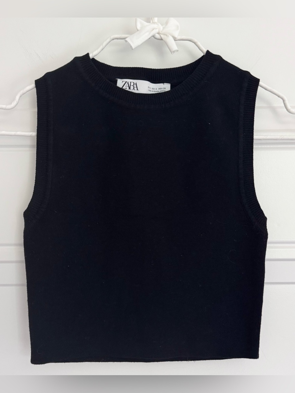 ZARA Black Knit Crop Tank Top, S